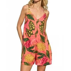 NEW DRESS FORUM tropical print romper in pink rio
